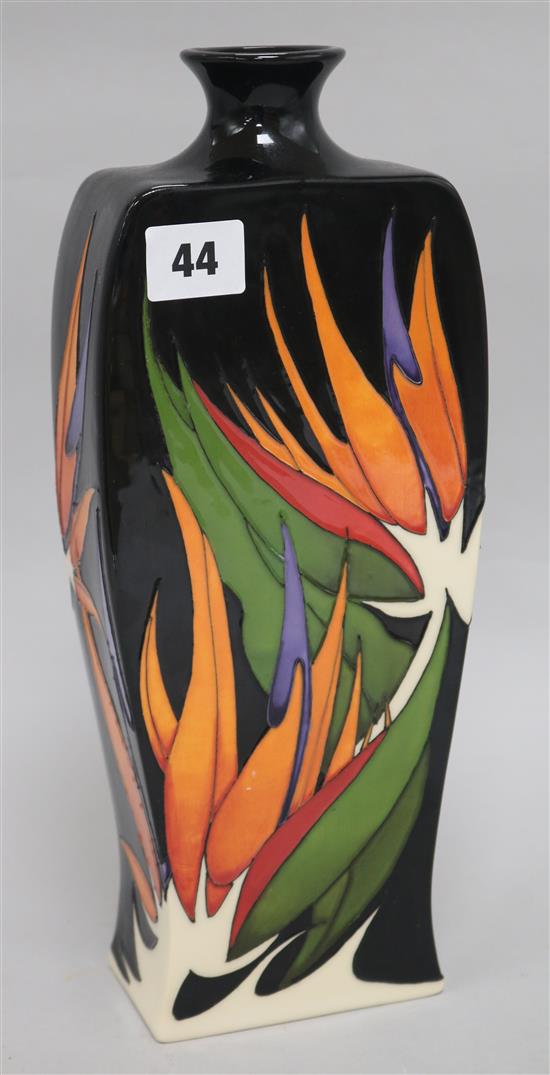 A stylish Moorcroft black ground vase